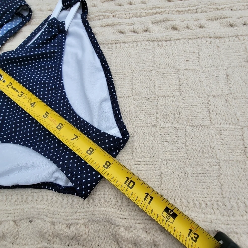 NWT Marie Melli Retro Polka Dot Print Bikini size S Navy White